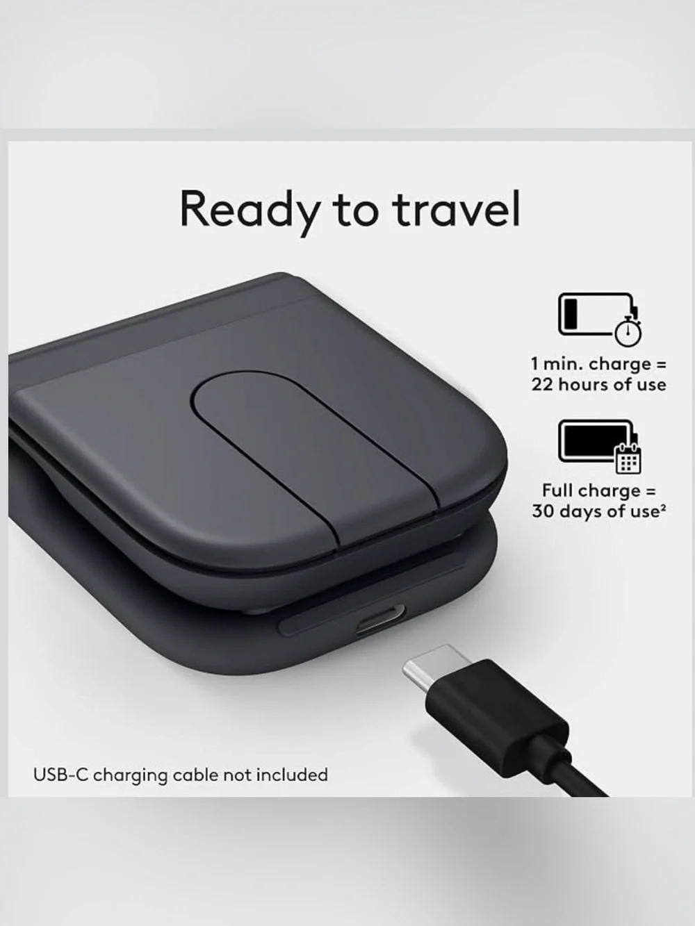 Logitech Mobi Fold Wireless Mouse Graphite Brand New